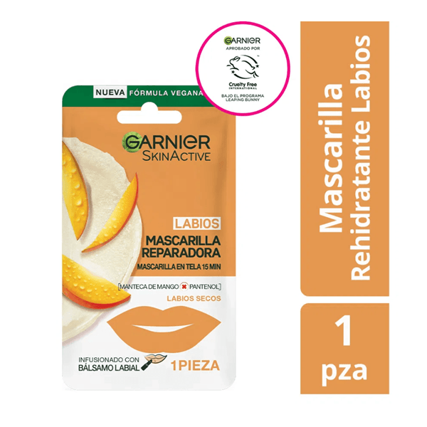 Garnier Mascarilla en Tela Para Labios Reparadora de Mango #1