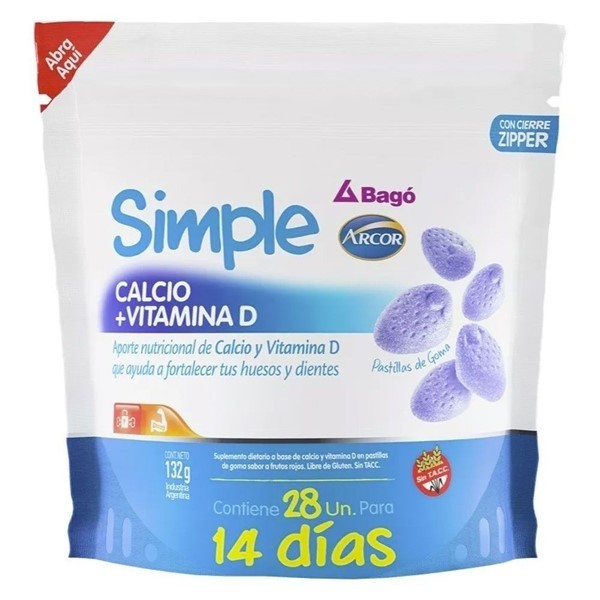 Simple Suplemento Dietario Calcio Y Vitamina D (28 Pastillas de Goma) alt