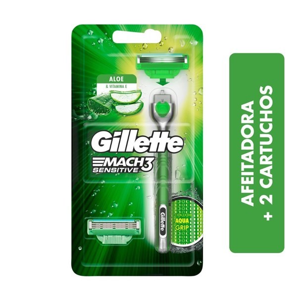 Gillette Maquina Para Afeitar 3 Mach Sensitive + 2 Cartuchos De Repuesto alt