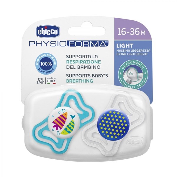 Chicco Chupete Physio Light Boy 16 a 36 meses 2 Unidades alt