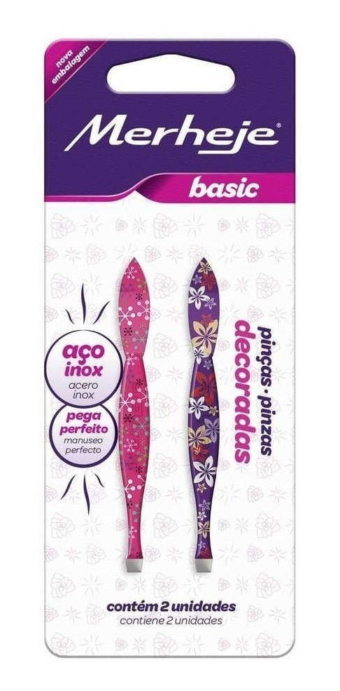 Merheje Pinza Depilatoria Basic Decorada - en Acero Inoxidable- (2 U) #1