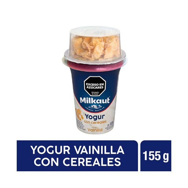 Yogur Entero Milkaut De Vainilla Con Cereales En Pote 155 G. #1