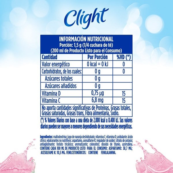 Jugo en Polvo  clight Limonada Rosa 8 g alt