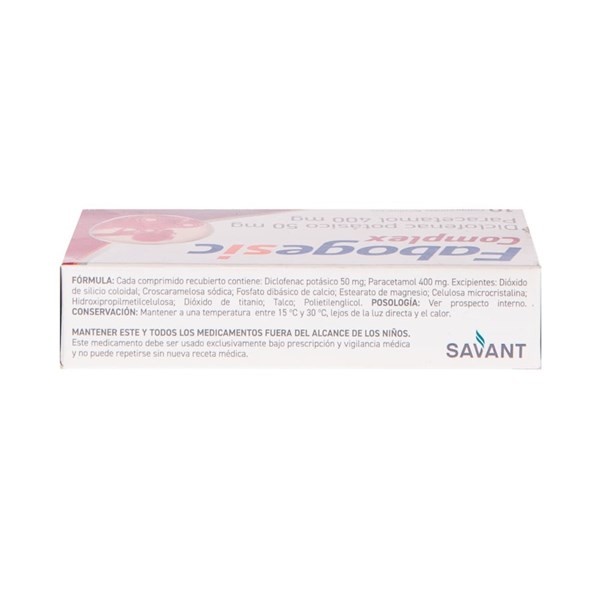 Savant Consumer Fabogesic Complex Diclofenac Sódico + Paracetamol 50 / 400 Mg x 10 Comp Recubiertos alt