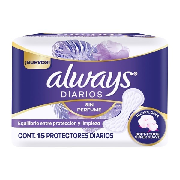 Always Protectores Diarios Sin Perfume (15 Unidades)