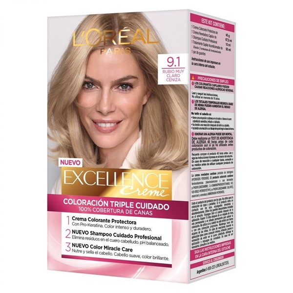 Excellence Kit Coloracion 9.1 Rubio Muy Claro Ceniza alt