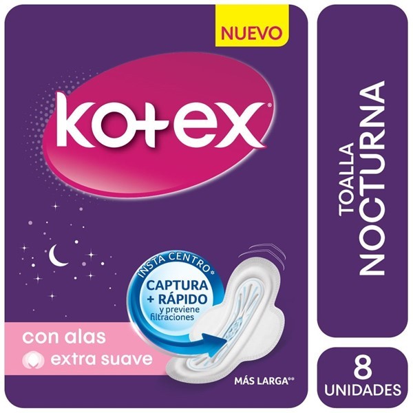 Kotex Nocturna Toallas Femeninas Con Alas 8 Unidades | Unico alt