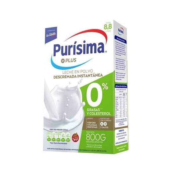 Purisima Leche Polvo Descremada Con Vitamina Extra Calcio X 800 Grs