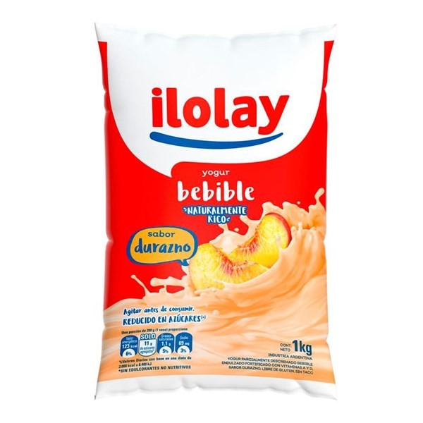 Yogur Bebible Parcialmente Descremado Ilolay Sabor Durazno 1 kg #1