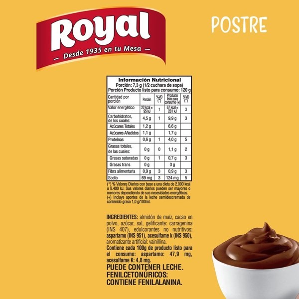 Postre De Chocolate Royal En Sobre 65 G. alt