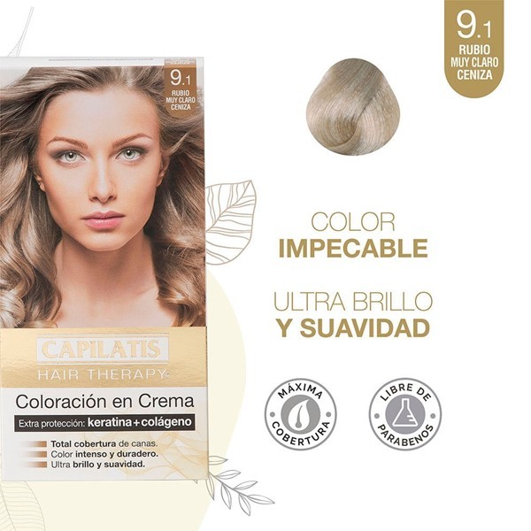 Capilatis Kit Coloración en Crema Rubio Muy Claro Ceniza N°9.1 alt