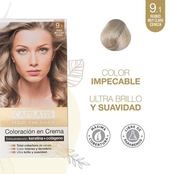 Capilatis Kit Coloración en Crema Rubio Muy Claro Ceniza N°9.1 alt