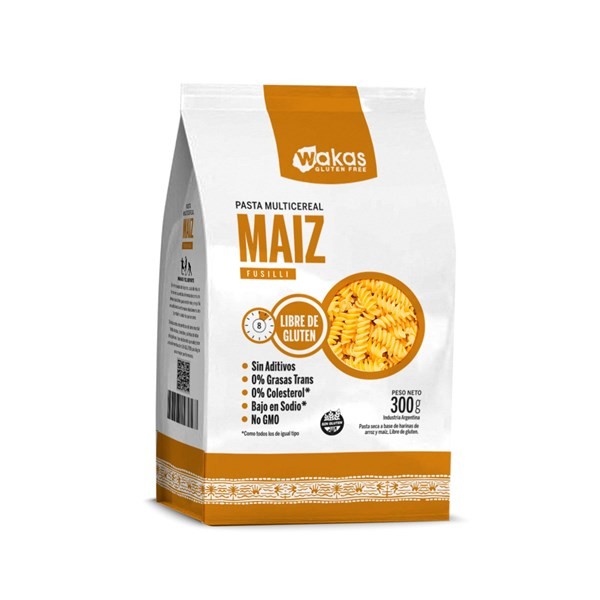 Fideos de Arroz Sin Tacc Wakas Fusilli Con Maíz 300 grs #1