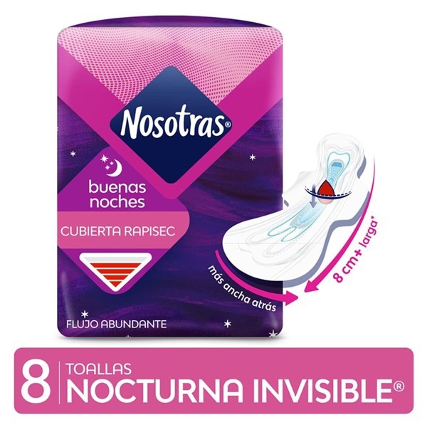 Nosotras Toalla Buenas Noches Invisible Rapisec (8 Unidades) #1