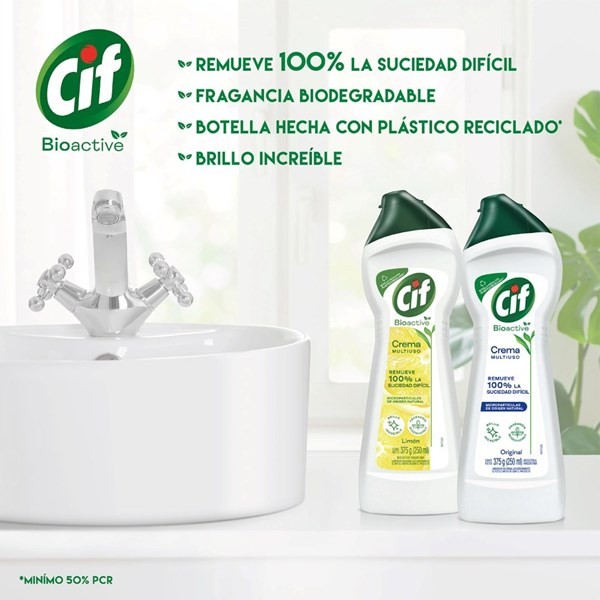 Limpiador En Crema Cif Limón Bioactive | 375 G #1