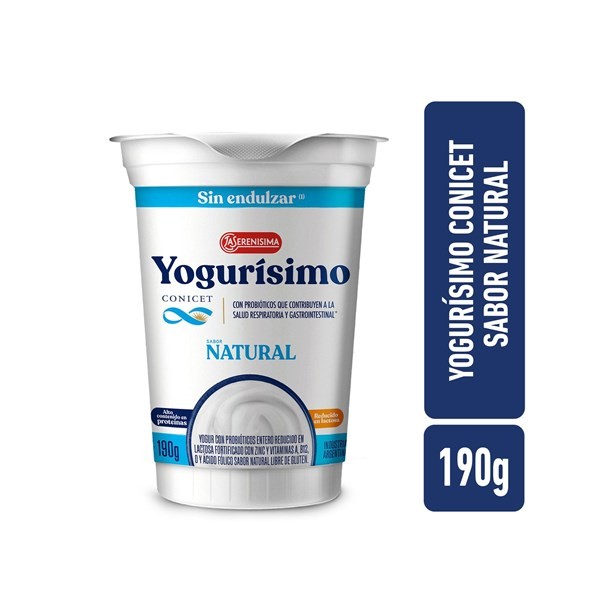 Yogur Batido Natural Yogurísimo Sin Endulzar 190 grs #1