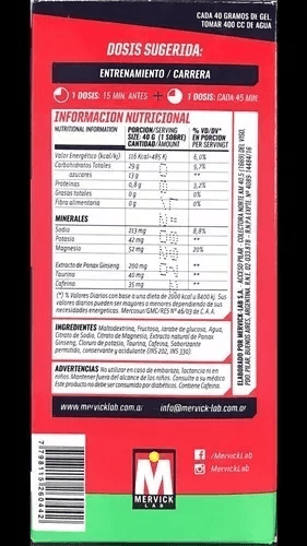 Suplemento Gel Mervicklab Energy Repositor Energético 12 Uds x 40 g Sabor Manzana alt