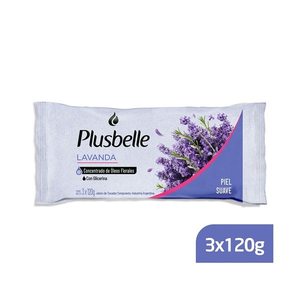 Jabón de Tocador Plusbelle de Lavanda x 3 120 grs #1