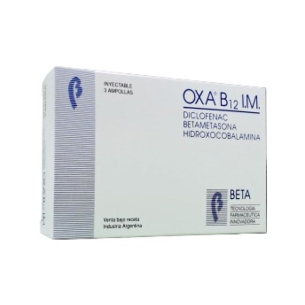 Oxa B12 Diclofenac + Vitamina B12 + Betametasona x 3 Inyectable Tipo de Receta Opcional #1