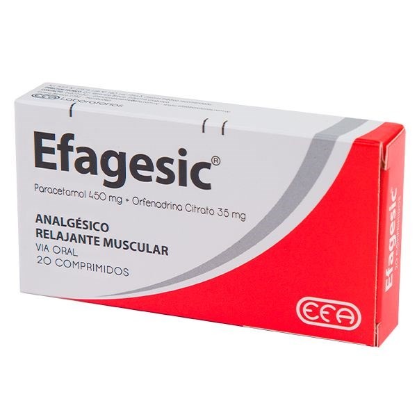 Efagesic 450 Mg / 35 Mg | 20 Comprimidos | Orfenadrina citrato + paracetamol  #1
