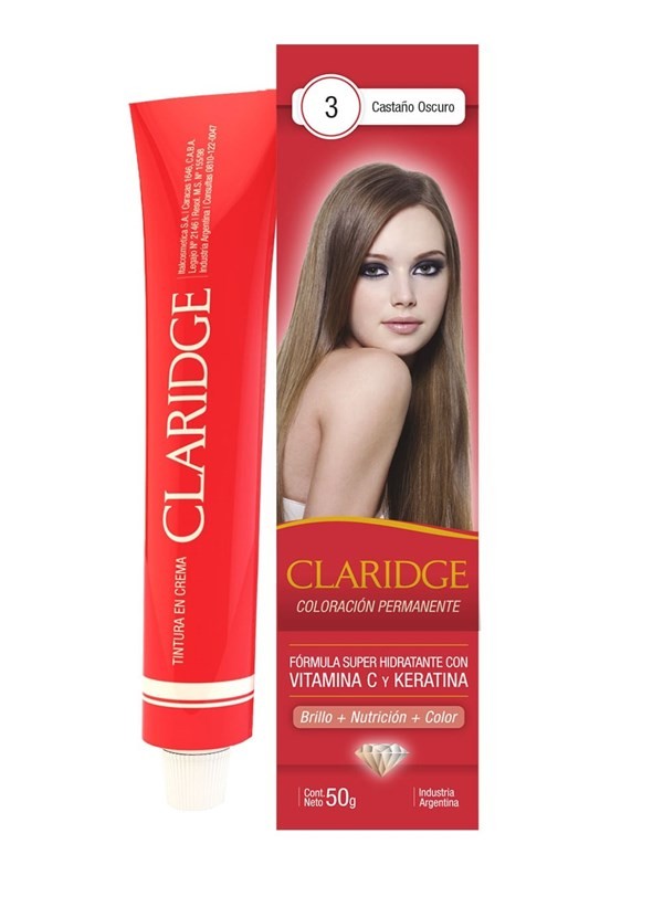 Coloración Permanente Claridge en Crema x 50 g Color 3 Castano Oscuro #1