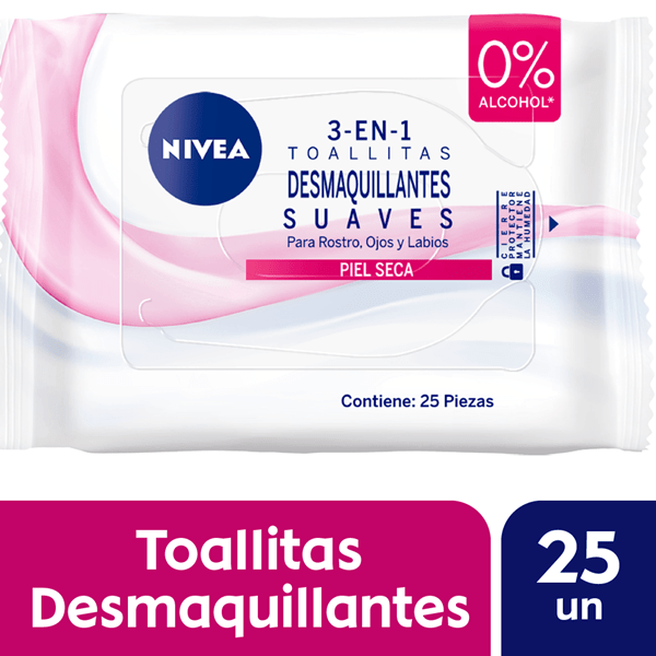 Nivea Toallitas Desmaquillantes 3 en 1  Para Piel Seca 25 Unidades #1