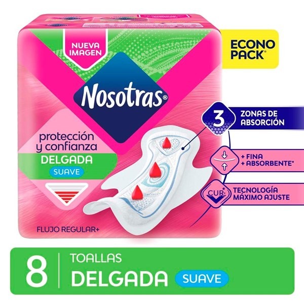 Toalla Nosotras Delgada Suave Curv 8U #1