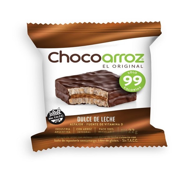 Choco Arroz Alfajor Chocoarroz Sabor Dulce de Leche x 22 g #1