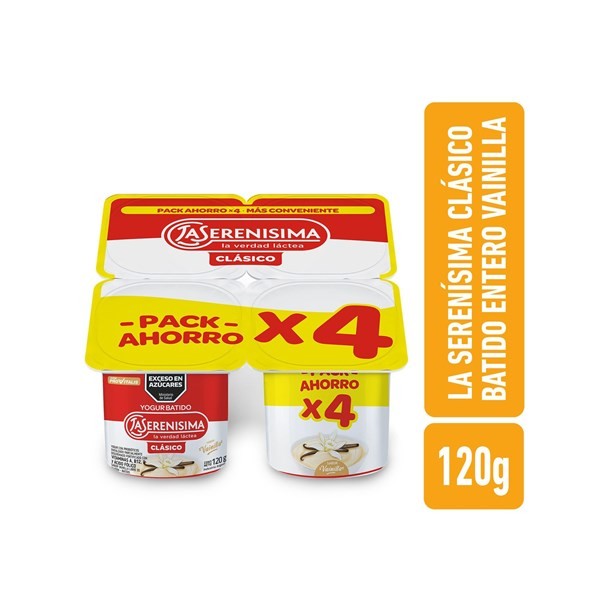 Genérico Yogur Entero Batido La Serenísima De Vainilla Clásico X 4 120 Grs #1