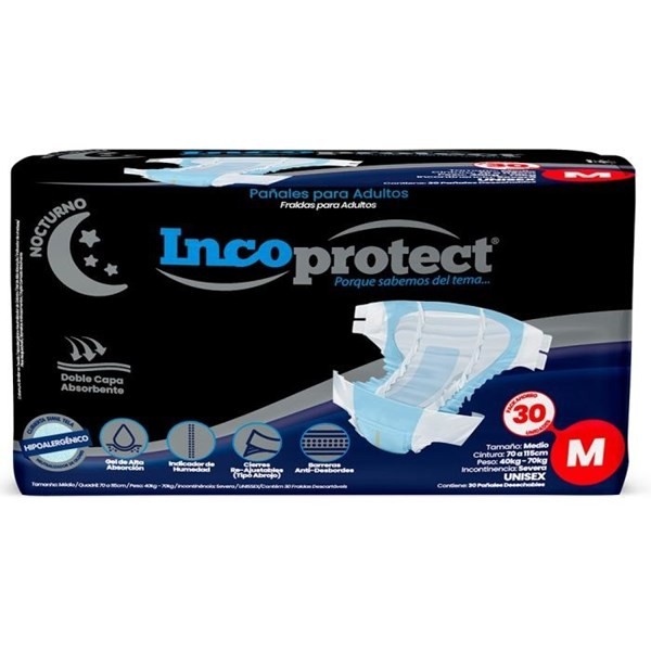 Pañales Para Adultos Incoprotect Nocturno M | 30 Unidades