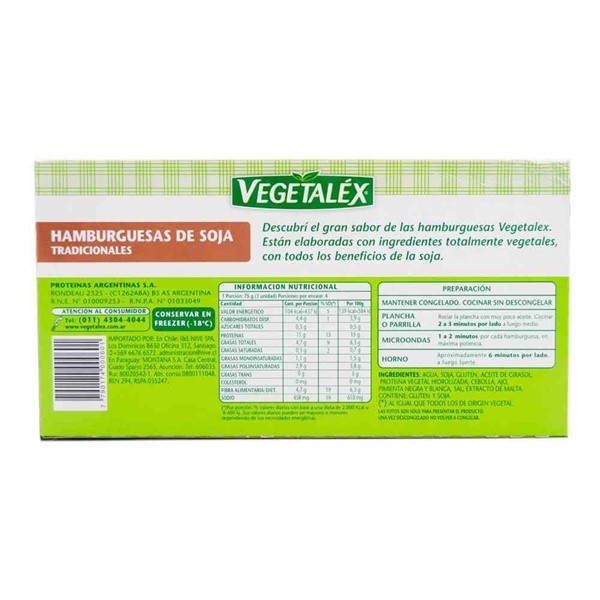 Hamburguesas Soja Tradicional + Fibra Vegetalex 300 Gr alt
