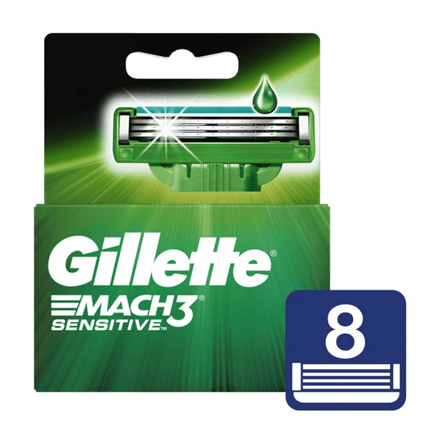 Hoja de Afeitar Gillette 3 mach Sensitive Cartucho 8 Unidades