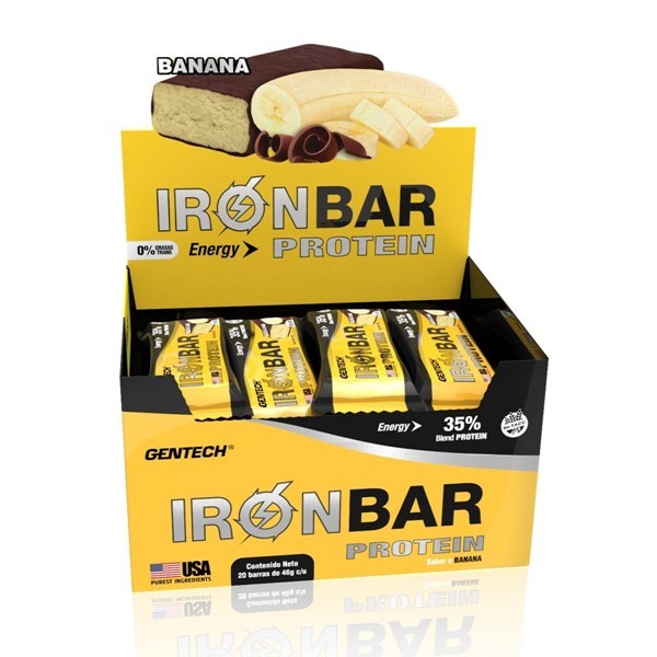 Gentech Iron Bar Barra Proteica Banana 20 Unidades alt