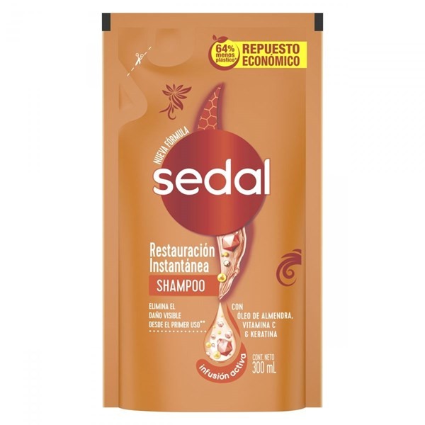 Sedal Shampoo Restauracion Instantanea Hidratante Repuesto 300 ml alt