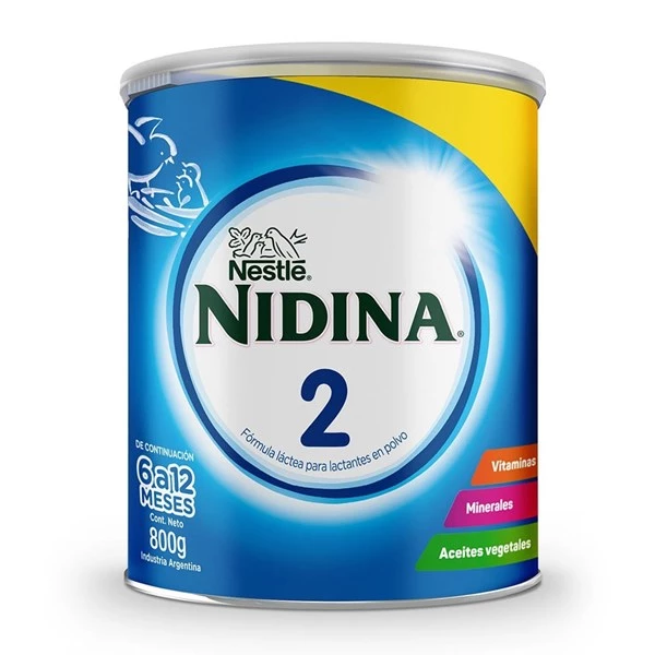 Nidina 2 Leche en Polvo Infantil de 6 a 12 meses Lata 800 g