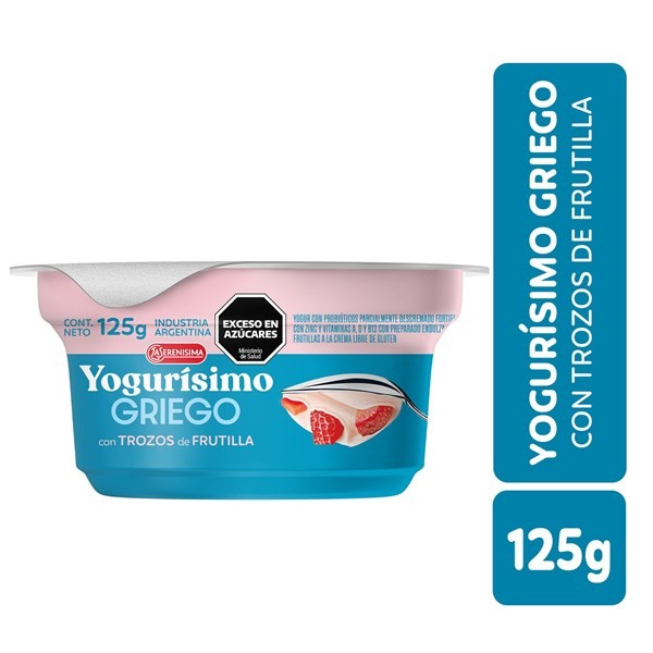Yogur Griego Con Trozos de Frutilla x 125 grs Yogurisimo #1