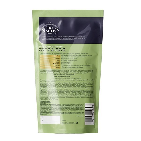 Acondicionador Tío Nacho Herbolaria Milenaria Recargable Doypack x 400 ml alt