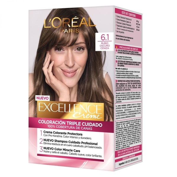 Excellence Kit Coloracion 6.1 Rubio Oscuro Ceniza alt