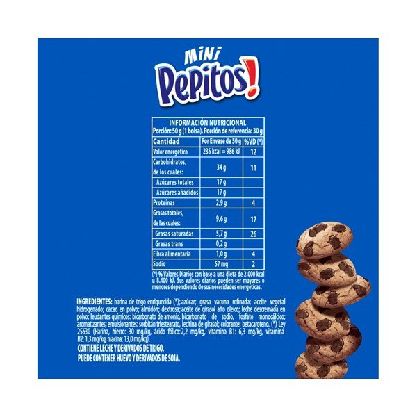 Galletitas Mini Pepitos Con Chips de Chocolate 50 g. alt