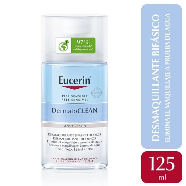 Eucerin Desmaquillante Bifásico de Ojos Dermatoclean Con Ácido Hialurónico X125 ml
