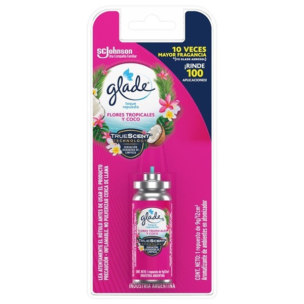 Aromatizante De Ambientes Glade Toque Flores Tropicales Y Coco Repuesto 9gr alt