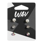 Aros de Perla Brillantes Wav x 3 Pares #1