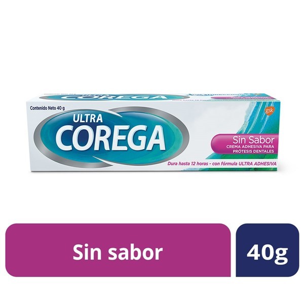 Corega Adhesivo Para Prótesis Dentales Ultra Crema Sin Sabor 40 Gr