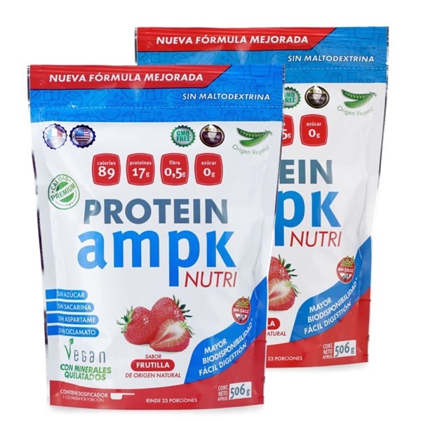 Ampk Combo Batido de Proteína Vegana Sabor Frutilla X2 alt