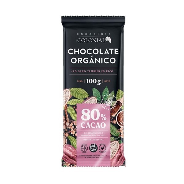Chocolate Organico 80% Cacao Chocolate Colonial 100 Go #1