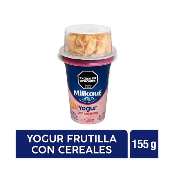 Yogur Entero Milkaut De Frutilla Con Cereales En Pote 155 G. #1