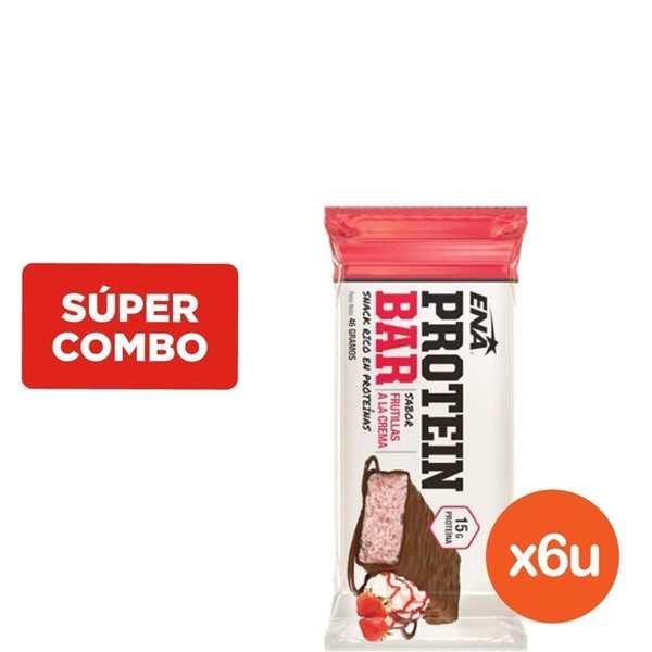 Combo Ena Suplemento Dietario Protein Bar 32% Sabor Frutilla a La Crema x 6 un x 46 g C/U #1