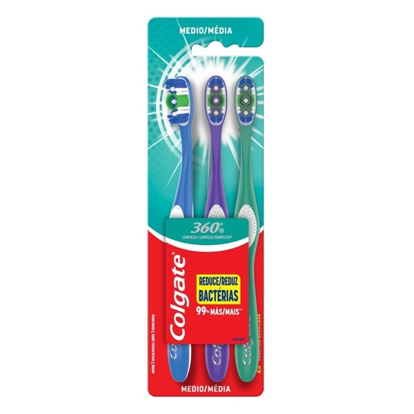 Colgate Cepillo Dental 360 Origina Medio Promo (3 Unidades) alt