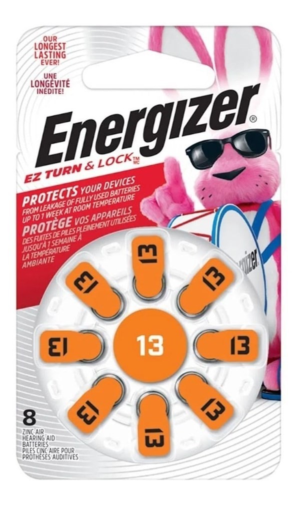 Energizer Pilas de Botón Az13 Para Audiología 8 Unidades