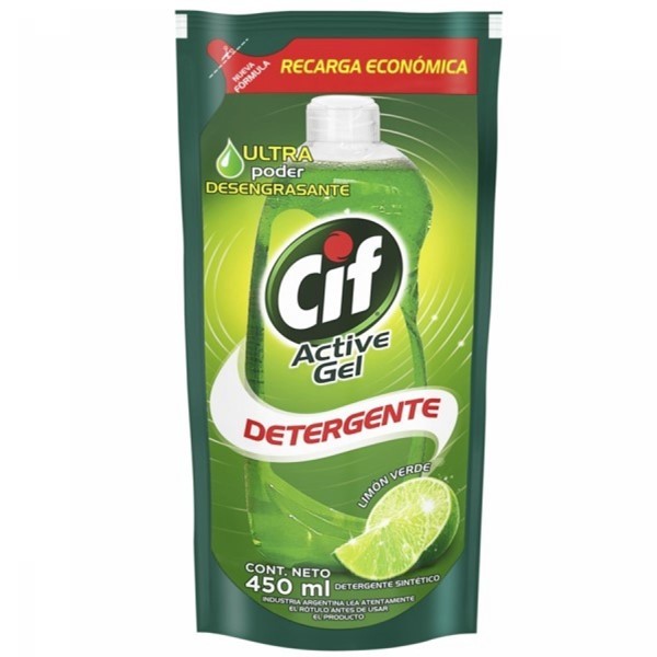 Cif Detergente Active Gel Limon Verde Doypack 450 Ml alt